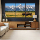 Bison in Mountain Landscape Wall Art Canvas Print – Western by MyGreatCanvas | Canvas Wall Art Prints | Photo Prints & Wall Decor
