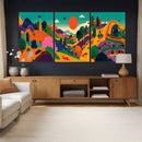 Colorful Japanese Landscape Print: Maximalist Panoramic Wall by MyGreatCanvas | Canvas Wall Art Prints | Photo Prints & Wall Decor