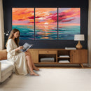 Bold Palette Knife Ocean Sunset Canvas — Orange Pink Teal by MyGreatCanvas | Canvas Wall Art Prints | Photo Prints & Wall Decor