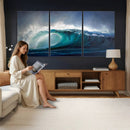 Ocean Wave Canvas Wall Art, Dramatic Teal Blue Seascape Oil by MyGreatCanvas | Canvas Wall Art Prints | Photo Prints & Wall Decor