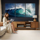 Ocean Wave Canvas Wall Art, Dramatic Teal Blue Seascape Oil by MyGreatCanvas | Canvas Wall Art Prints | Photo Prints & Wall Decor
