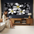 Plumeria Frangipani Black Stone Canvas | White Flower Spa by MyGreatCanvas | Canvas Wall Art Prints | Photo Prints & Wall Decor
