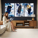 Feather Canvas Wall Art Navy Blue Gold Watercolor Abstract by MyGreatCanvas | Canvas Wall Art Prints | Photo Prints & Wall Decor