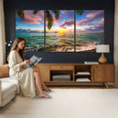 Hawaii Beach Sunset Canvas Wall Art Print, Tropical Ocean Landscape Artwork, Palm Tree Coastal Decor for Living Room Bedroom by MyGreatCanvas | Canvas Wall Art Prints | Photo Prints & Wall Decor