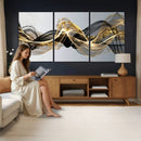 Black and Gold Abstract Wall Art, Modern Wave Canvas Print, Elegant Flowing Smoke Art, Luxury Living Room Decor by MyGreatCanvas | Canvas Wall Art Prints | Photo Prints & Wall Decor
