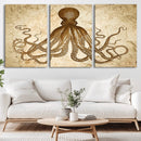 Sepia Octopus Wall Art Abstract Animal Canvas Print