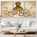 Sepia Octopus Wall Art Abstract Animal Canvas Print