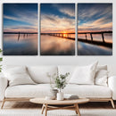 Wooden Pier on Seascape and Sunset Wall Art Canvas Print by MyGreatCanvas | Canvas Wall Art Prints | Photo Prints & Wall Decor
