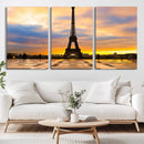 Paris Eiffel Tower Sunset Canvas Wall Art Print - Iconic