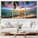 Framed Tropical Sunset Art Canvas Print