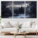 Night Landscape and Trees Wall Art Canvas Print