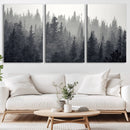Misty Forest Canvas Wall Art – Monochrome Triptych Pine Tree by MyGreatCanvas | Canvas Wall Art Prints | Photo Prints & Wall Decor