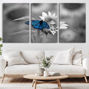 Blue Butterfly Black and White Canvas Wall Art by MyGreatCanvas | Canvas Wall Art Prints | Photo Prints & Wall Decor