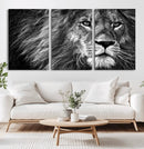 Black and White Lion Canvas Wall Art Print – Wildlife