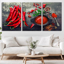 Red Chili Peppers Wall Art Kitchen Artwork Canvas Print