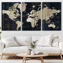 Antique Old World Map Wall Art Canvas Print