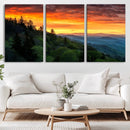 Smoky Mountains Sunset Wall Art Canvas Print | 3 Panel by MyGreatCanvas | Canvas Wall Art Prints | Photo Prints & Wall Decor