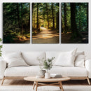 Sunlit Forest Pathway Canvas Print | 3 Panel Large Nature by MyGreatCanvas | Canvas Wall Art Prints | Photo Prints & Wall Decor