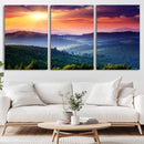 Sunset over Mountain Canvas Print, Forest Canvas Wall Art –