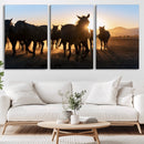 Horse Herd Wall Art Animal Canvas Print