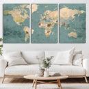 Classic World Map Canvas Print – Framed Vintage Map Wall