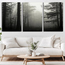 Misty Forest Wall Art Premium Canvas Print a Foggy and