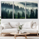 Captivating Misty Forest Wall Art Premium Canvas Print a