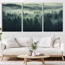 Misty Forest Wall Art Premium Canvas Print a Foggy and