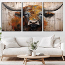 Scottish Highland Cow Cattle Art Print on Wood Style by MyGreatCanvas | Canvas Wall Art Prints | Photo Prints & Wall Decor
