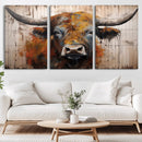 Abstract Bull Highland Cow Canvas Wall Art Print – Vibrant by MyGreatCanvas | Canvas Wall Art Prints | Photo Prints & Wall Decor