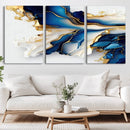 Gold Marble Art - Abstract Geode Gold And Blue Marble Shape