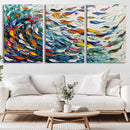Modern Abstract Fish Shoal Wall Art Canvas Print, Colorful by MyGreatCanvas | Canvas Wall Art Prints | Photo Prints & Wall Decor
