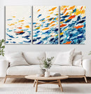 Abstract Fish Shoal Wall Art Canvas Print, Colorful Fish