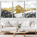 Gold Abstract Mountains Wall Art Print on Canvas, Nature