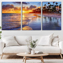 Serene Beach Sunset Wall Art Canvas- Coastal Seascape Print