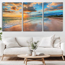 Serene Beach Sunset Wall Art | Coastal Ocean Canvas Print |