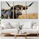 Texas Bull Longhorn Wall Art Canvas Print for Farm House