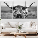 Texas Cow Longhorn Wall Art Canvas Print for Farm House Wall by MyGreatCanvas | Canvas Wall Art Prints | Photo Prints & Wall Decor