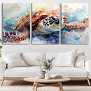 Watercolor Sea Turtle Wall Art Canvas Print - Vibrant Ocean