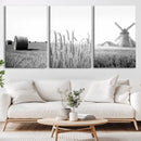 Vintage Farmhouse Black and White Triptych Wall Art – Giclee