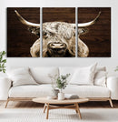 Highland Cow Wall Art Canvas Print, Rustic Farmhouse Decor,