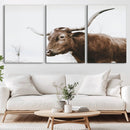 Rustic Bull Wall Art Canvas Print – Modern Longhorn