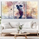 Abstract Watercolor Golf Player Wall Art Canvas Print