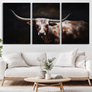 Texas Longhorn Wall Art Canvas Print | Western Ranch Decor |