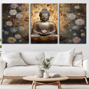 Golden Buddha Wall Art Canvas Print | Zen Meditation Floral by MyGreatCanvas | Canvas Wall Art Prints | Photo Prints & Wall Decor