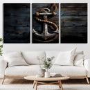 3 Panel Grunge Abstract Anchor Wall Art Canvas Print Set