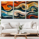 Abstract Wave Wall Art | Ready to Hang Framed Canvas Print |