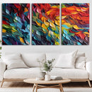 Vibrant Abstract Leaf Wall Art Canvas Print | Bold Colorful