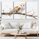 Barn Owl Wall Art on Branch | Stunning Canvas Print for