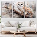 Barn Owl Wall Art | Watercolor Barn Owl Canvas Print |